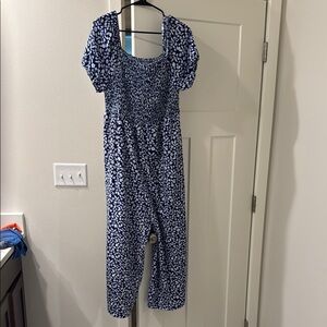 SHEIN Blue and White Patterned Jumpsuit